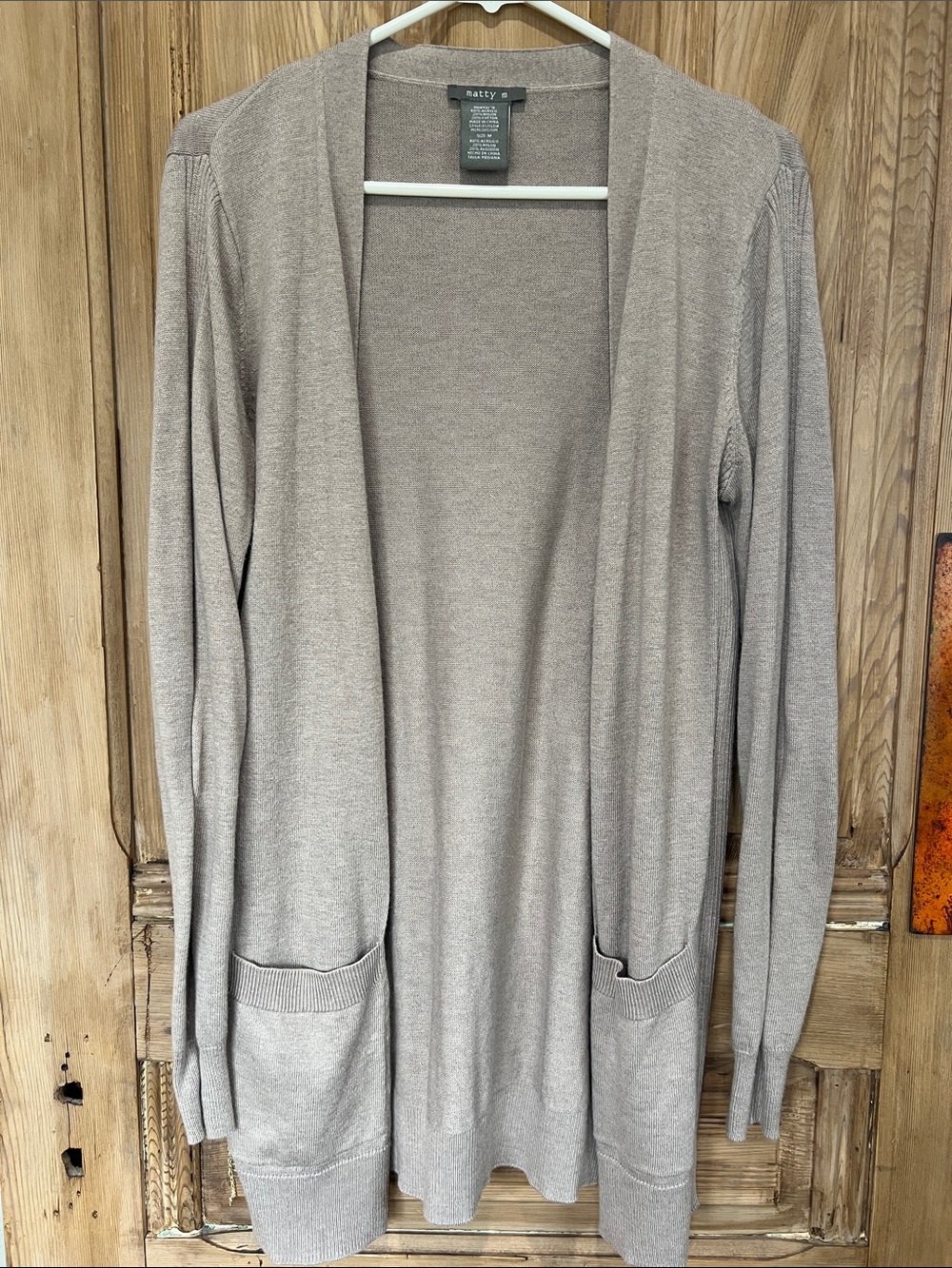 Matty M Open-Front Cardigan in Light Taupe